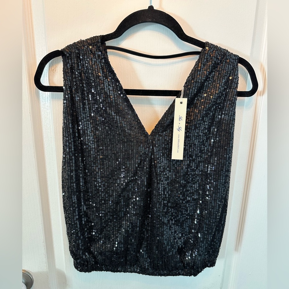 She + Sky Sequins Blouse